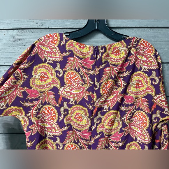 Ann Taylor LOFT Petites Purple Paisley Print Long Sleeved Midi Dress Sz XSP - Picture 11 of 16